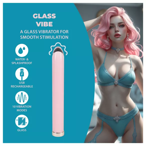 Loveline - lige glasvibrator (lyserød)