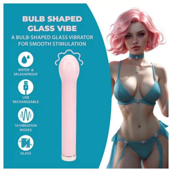 Loveline - glasvibrator med rund kuglehoved (lyserød)