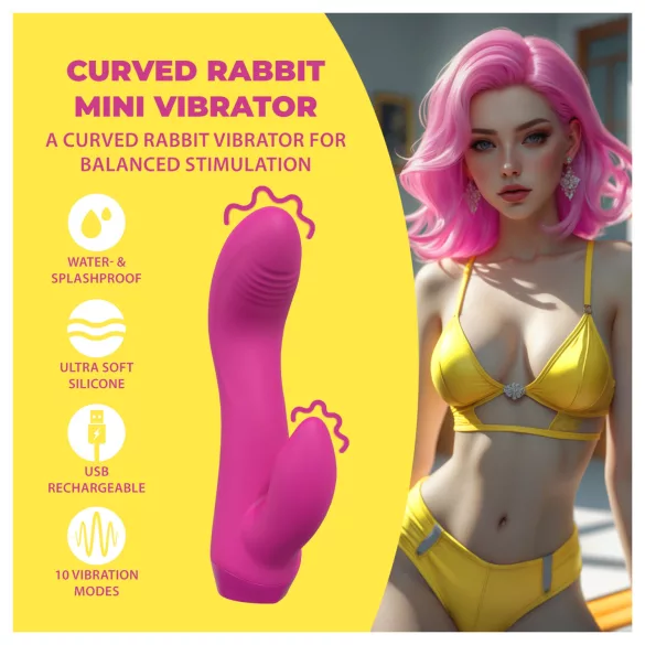 Loveline - buet mini vibrator med kanin (lyserød)