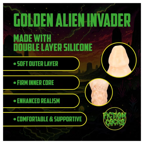 Ouch! Golden Alien Invader - silikone fantasidildo (guld)