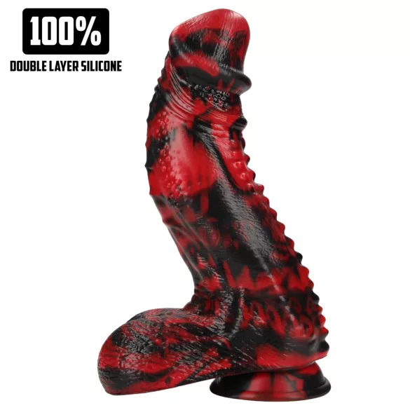 Ouch! Dark Lycan Spawn - silikone fantasidildo (rød-sort)