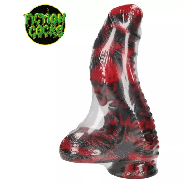 Ouch! Dark Lycan Spawn - silikone fantasidildo (rød-sort)