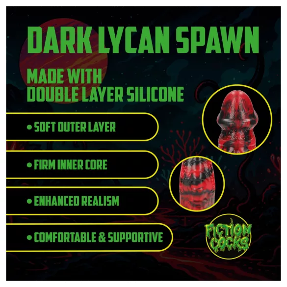 Ouch! Dark Lycan Spawn - silikone fantasidildo (rød-sort)