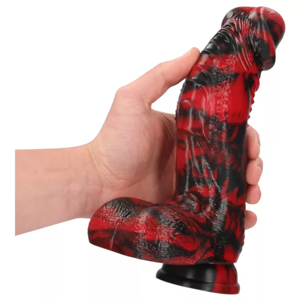 Ouch! Dark Lycan Spawn - silikone fantasidildo (rød-sort)