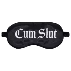 Ouch! - satin øjenmaske med teksten “Cum Slut” (sort)