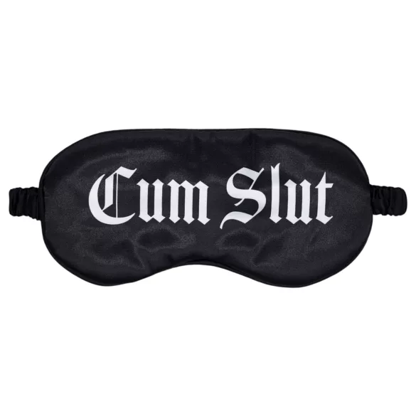 Ouch! - satin øjenmaske med teksten “Cum Slut” (sort)