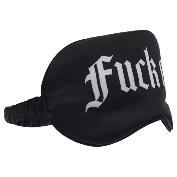 Ouch! - satinøjenmaske med teksten "Fuck Off" (sort)