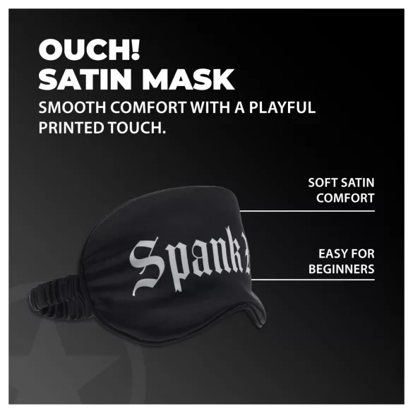 Ouch! - satin øjenmaske med teksten "Spank Me" (sort)