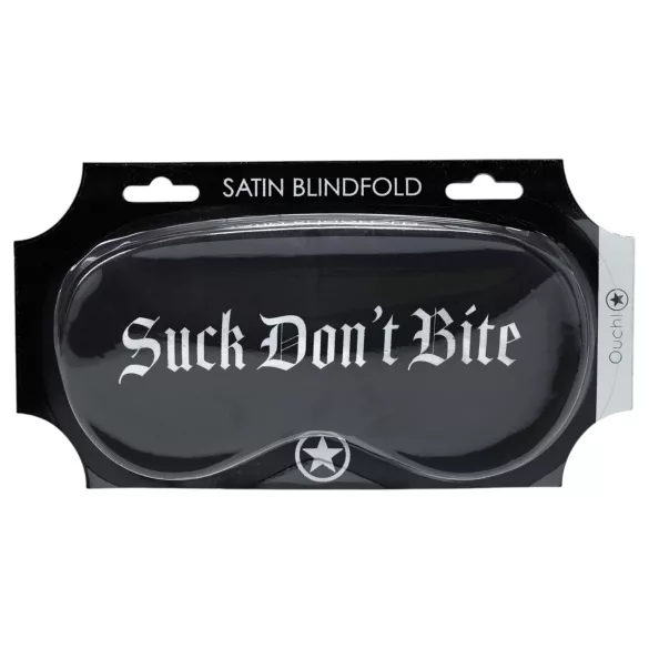 Ouch! - "Suck Don't Bite" satin øjenmaske (sort)