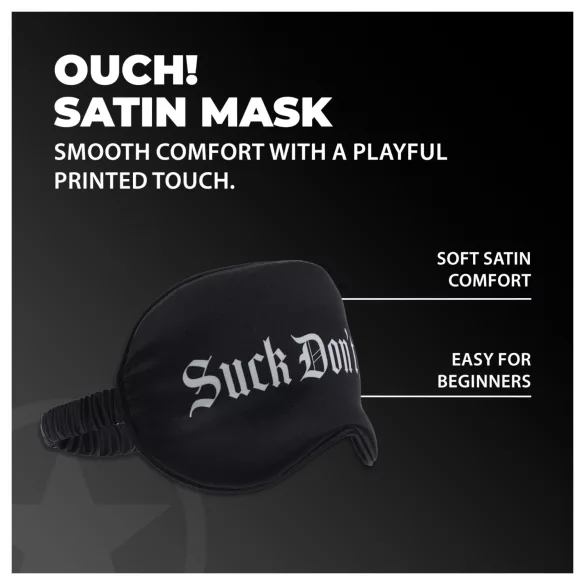 Ouch! - "Suck Don't Bite" satin øjenmaske (sort)