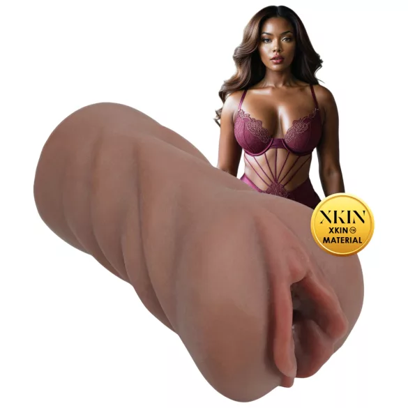 XKIN Next Door Amani - realistisk kunstig vagina-masturbator (mørk naturfarve)