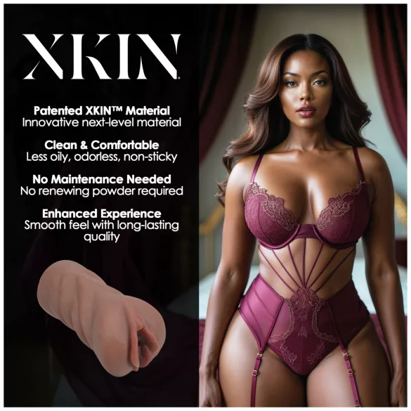 XKIN Next Door Amani - realistisk kunstig vagina-masturbator (mørk naturfarve)