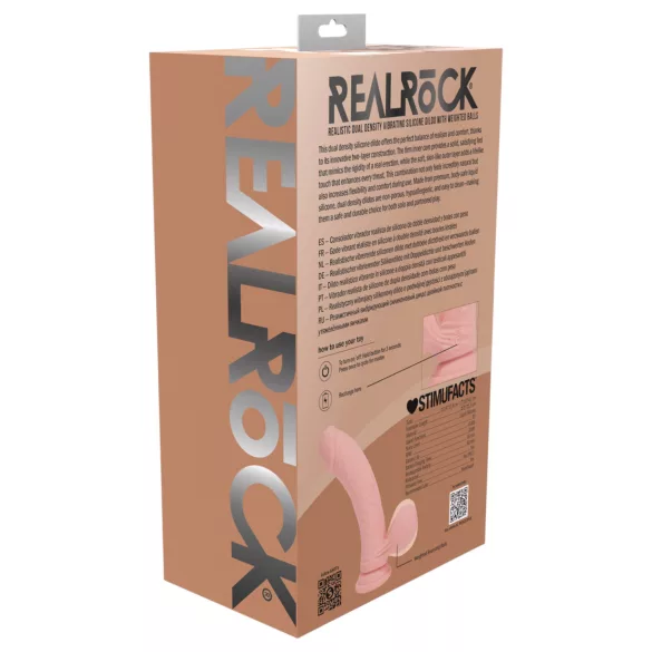 RealRock - dobbelt densitet realistisk vibrator (hudfarvet) - 18 cm