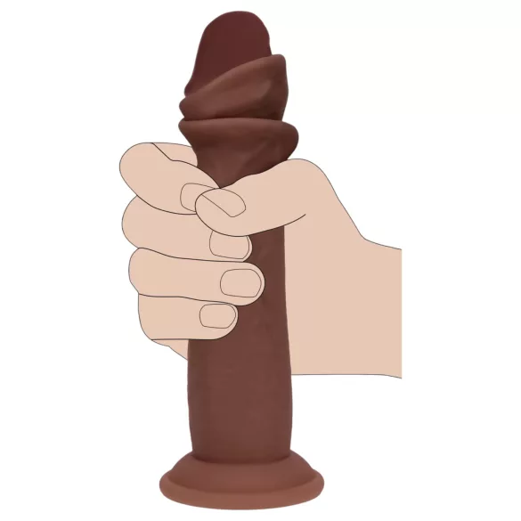 RealRock - realistisk dildo med dobbelt densitet (brun) - 15,5 cm