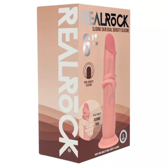 RealRock - realistisk dildo med dobbelt densitet (hudfarvet) - 15,5 cm