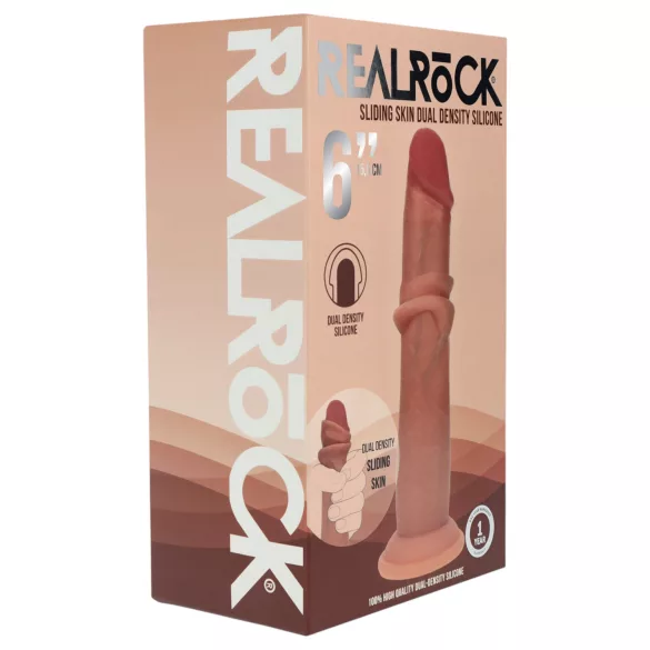 RealRock - dobbelt tæthed realistisk dildo (solbrun) - 15,5 cm