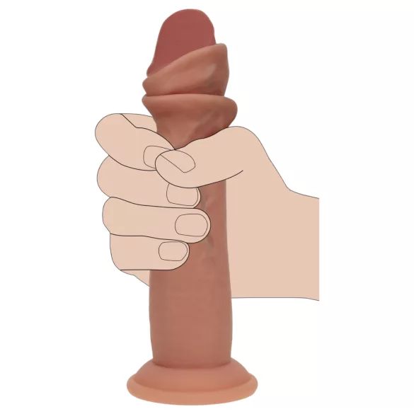 RealRock - dobbelt tæthed realistisk dildo (solbrun) - 15,5 cm