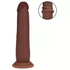 RealRock - dobbeltdensitet realistisk dildo (brun) - 18,5 cm