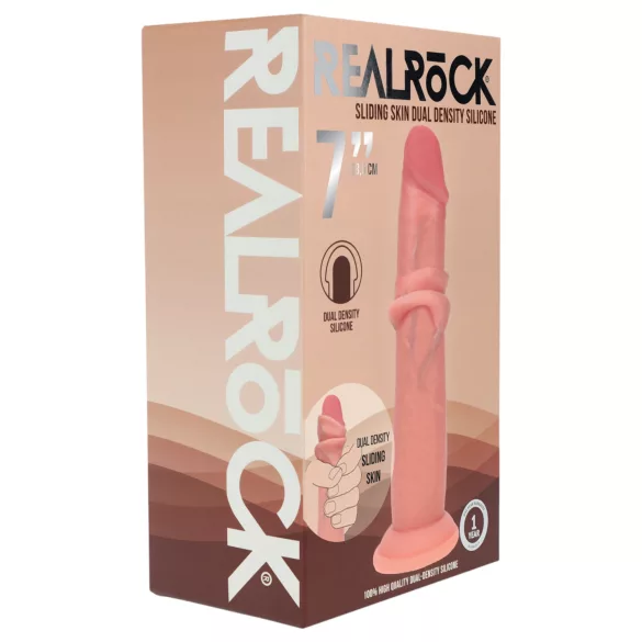 RealRock - dobbelt densitet realistisk dildo (hudfarvet) - 18,5 cm
