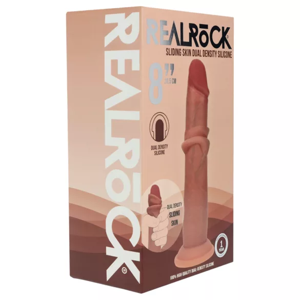 RealRock - dobbelt tæthed realistisk dildo (solbrun) - 20,5 cm