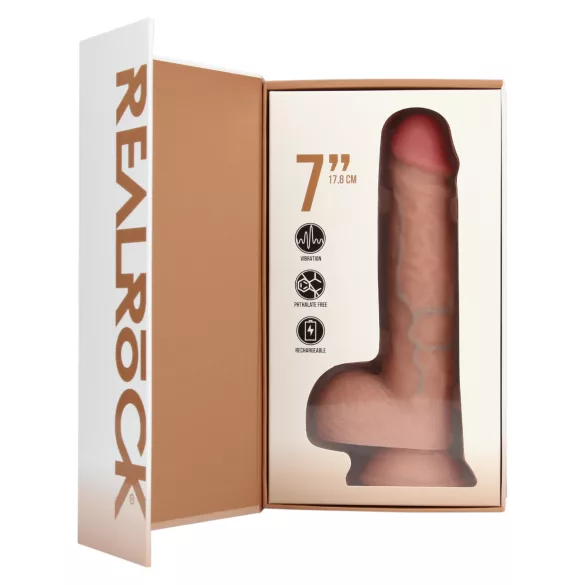 RealRock - dildo med sugekop - vibrator - natur - 18cm