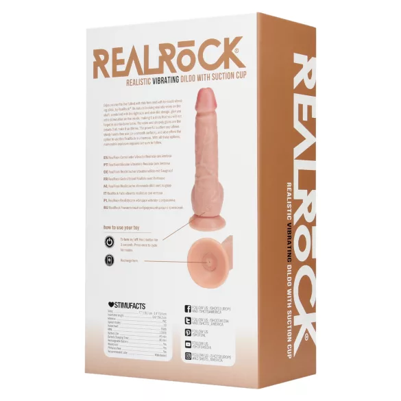 RealRock - dildo med sugekop - vibrator - natur - 18cm