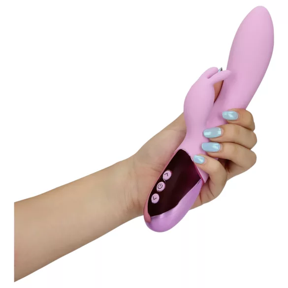 Loveline - genopladelig, kanin vibrator med klitorisstimulator (pink)