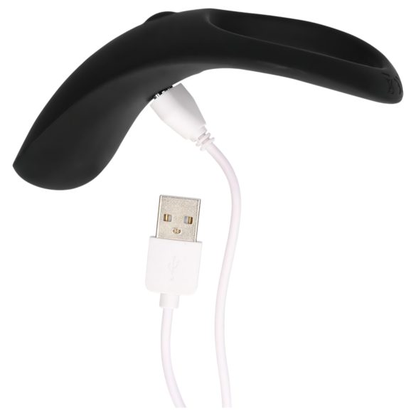 Loveline - genopladelig vibrerende penis- og kuglering (sort)