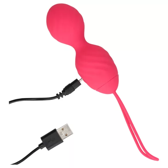 Loveline - vibrerende bækkenbundskugle - rillede - pink