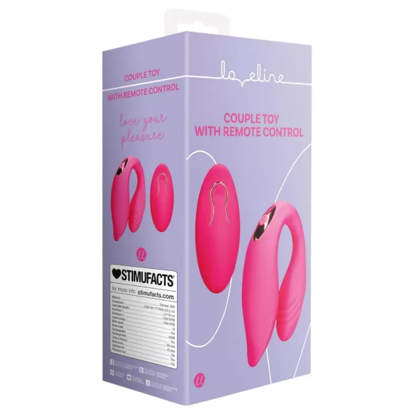 Loveline - parvibrator med fjernbetjening og genopladelig - pink