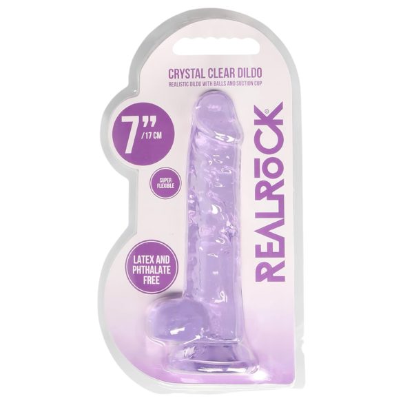 REALROCK - gennemsigtig naturtro dildo - lilla (17 cm)