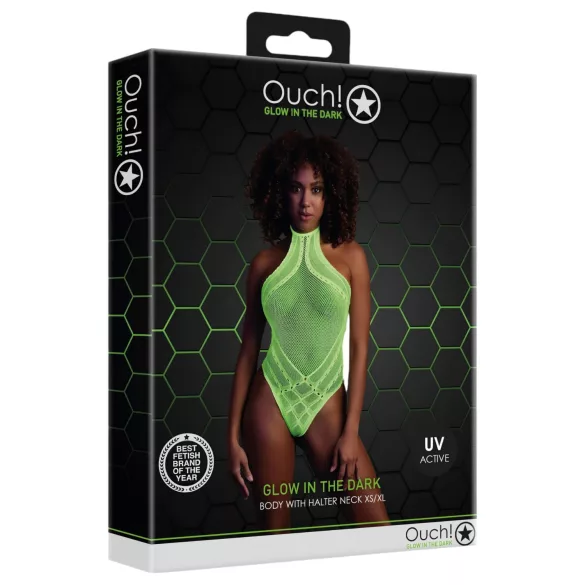 Ouch! - body med stropper - selvlysende - neon grøn