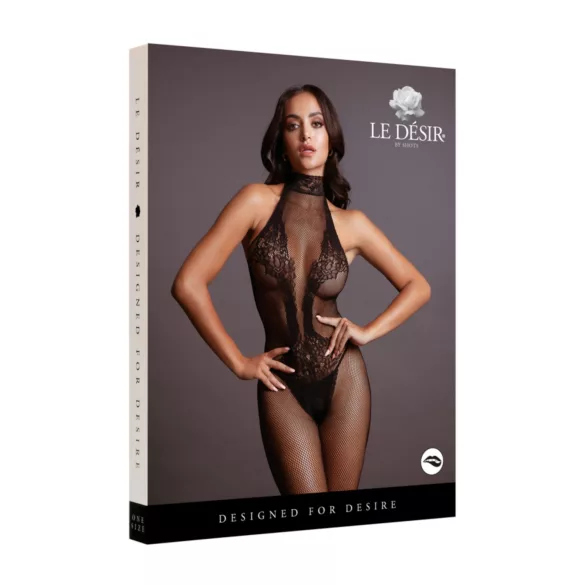 Le Désir - blonde net catsuit - sort - S-XL