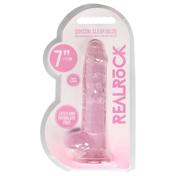 REALROCK - gennemsigtig naturtro dildo - pink (17 cm)