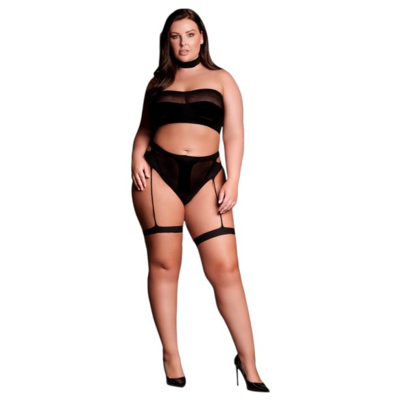 Le Désir Plus Size - 3-delt lingerisæt - sort (XL-4XL)