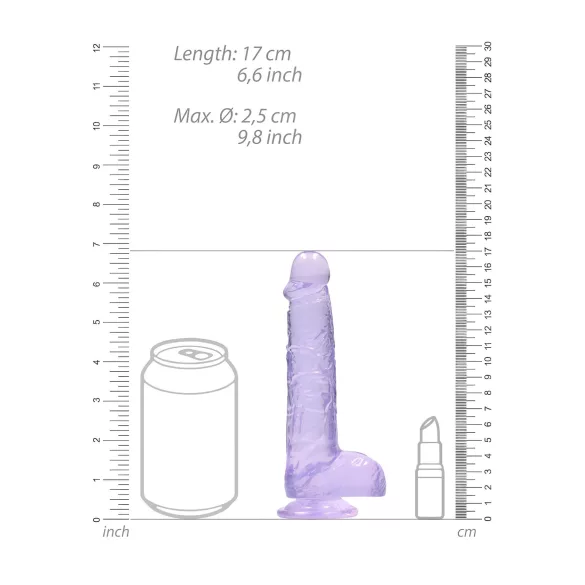 RealRock - realistisk dildo - gennemsigtig lilla - 15cm