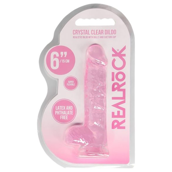 REALROCK - gennemsigtig realistisk dildo - pink (15 cm)