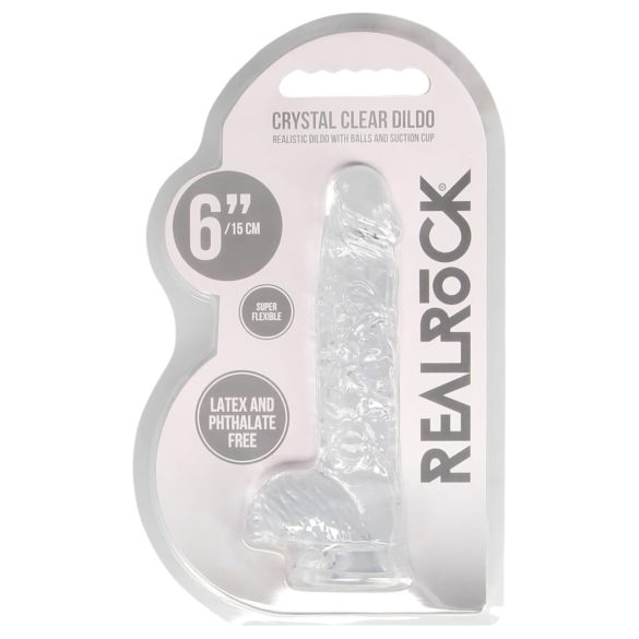 REALROCK - gennemsigtig realistisk dildo - gennemsigtig (15 cm)