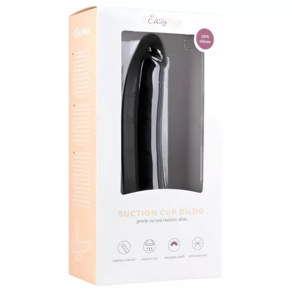 Easytoys - dildo med sugekop - 100% silikone - 21cm - sort