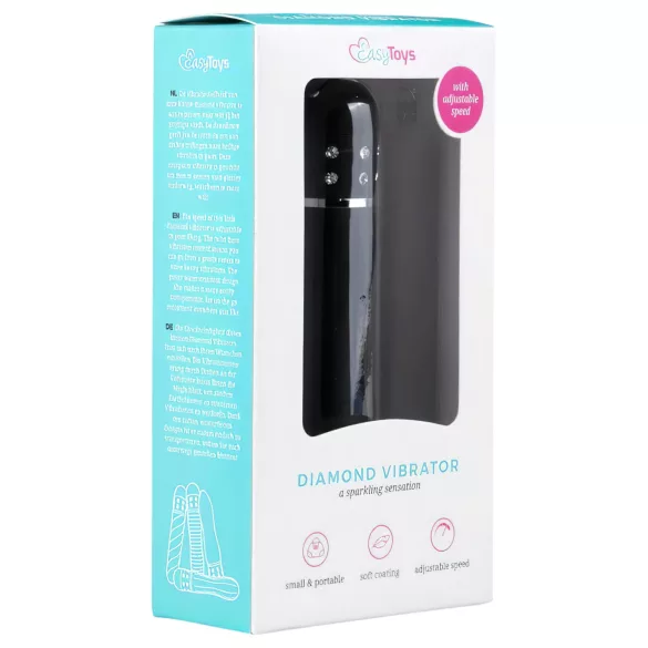 Easytoys - mini vibrator - buet diamant-design - sort