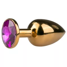   EasyToys Metal No.1 - anal plug med lilla sten, kegleformet (guld, 2,5 cm)