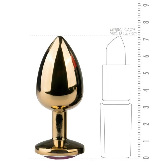 Easytoys Metal No.1 - analplug med lilla sten - guld - 2,5cm