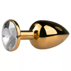   Easytoys Metal No.1 - kegleformet analplug med hvid sten - guld (2,5 cm)
