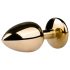 Easytoys Metal No.1 - kegleformet analplug med hvid sten - guld (2,5 cm)