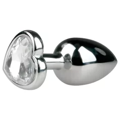   EasyToys Metal No.2 - analplug med hjerteformet sten (sølv-hvid)