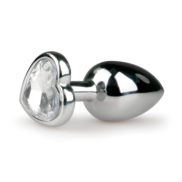 Easytoys Metal No.2 - Anal Plug med Hjerteformet Sten (Sølv-Hvid)