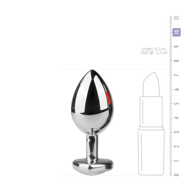 Easytoys - analplug med hjerte og hvid sten - metal sølv