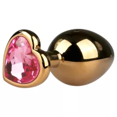   Easytoys Metal No.7 - analplug med pink sten - metal guld 3cm