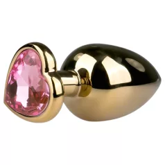   EasyToys Metal No.8 - anal plug med hjerteformet bund (guld-lyserød, 3,5 cm)