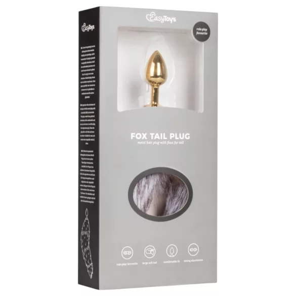 Easytoys Fox NO5 - anal plug med rævehale - metal guld/sølv